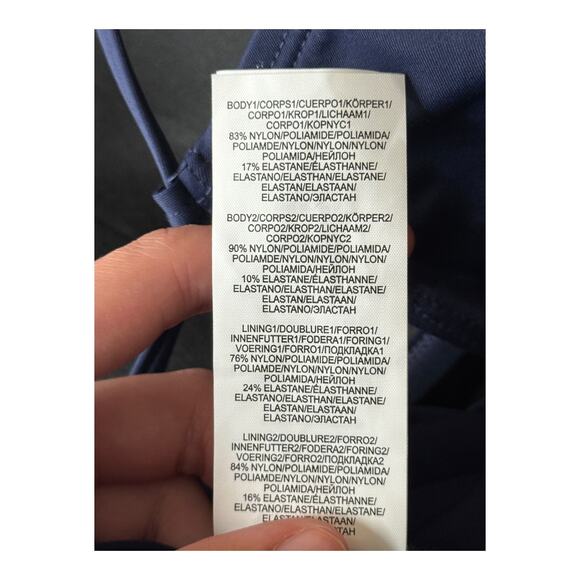 La Blanca Island Goddess cross front keyhole one piece swimsuit blue size 12 - Picture 6 of 6